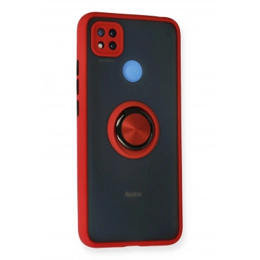 Mey İthalat®   Redmi 9C Kılıf Montreal Yüzüklü Silikon Kapak - Kırmızı