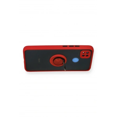 Mey İthalat®   Redmi 9C Kılıf Montreal Yüzüklü Silikon Kapak - Kırmızı