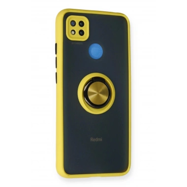Mey İthalat®   Redmi 9C Kılıf Montreal Yüzüklü Silikon Kapak - Sarı