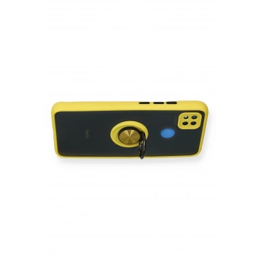 Mey İthalat®   Redmi 9C Kılıf Montreal Yüzüklü Silikon Kapak - Sarı