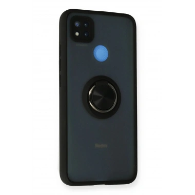 Mey İthalat®   Redmi 9C Kılıf Montreal Yüzüklü Silikon Kapak - Siyah