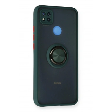 Mey İthalat®   Redmi 9C Kılıf Montreal Yüzüklü Silikon Kapak - Yeşil