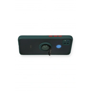 Mey İthalat®   Redmi 9C Kılıf Montreal Yüzüklü Silikon Kapak - Yeşil