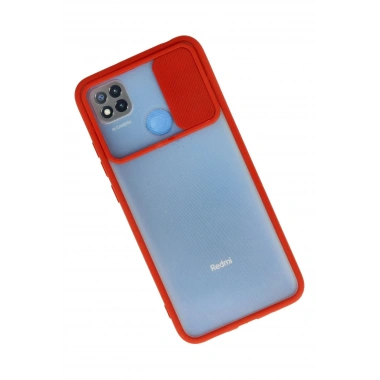 Mey İthalat® Redmi 9C Kılıf Palm Buzlu Kamera Sürgülü Silikon - Kırmızı