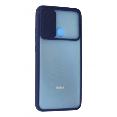 Mey İthalat®   Redmi 9C Kılıf Palm Buzlu Kamera Sürgülü Silikon - Lacivert