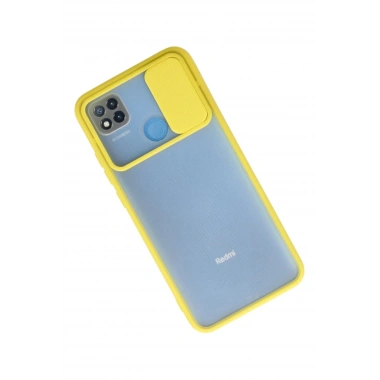 Mey İthalat®   Redmi 9C Kılıf Palm Buzlu Kamera Sürgülü Silikon - Sarı