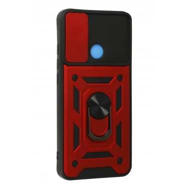 Mey İthalat®   Redmi 9C Kılıf Pars Lens Yüzüklü Silikon - Kırmızı