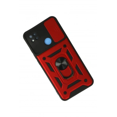 Mey İthalat®   Redmi 9C Kılıf Pars Lens Yüzüklü Silikon - Kırmızı