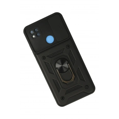Mey İthalat®   Redmi 9C Kılıf Pars Lens Yüzüklü Silikon - Siyah