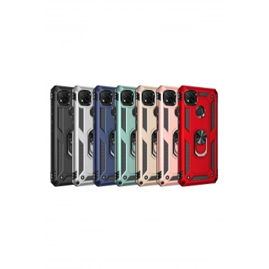 Mey İthalat® Redmi 9C Kılıf Sofya Yüzüklü Silikon Kapak - Gold