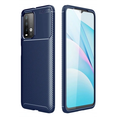 Mey İthalat®   Redmi 9T Kılıf Auto Focus Karbon Kapak - Lacivert
