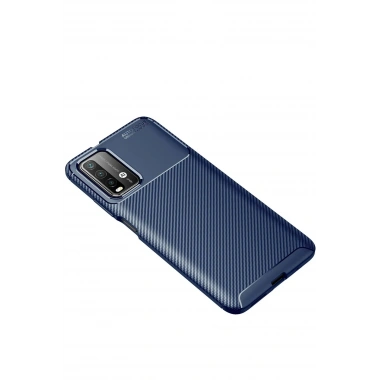 Mey İthalat®   Redmi 9T Kılıf Auto Focus Karbon Kapak - Lacivert