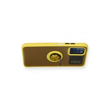 Mey İthalat®   Redmi 9T Kılıf Montreal Yüzüklü Silikon Kapak - Sarı