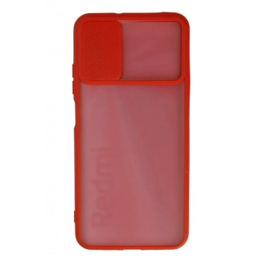 Mey İthalat® Redmi 9T Kılıf Palm Buzlu Kamera Sürgülü Silikon - Kırmızı