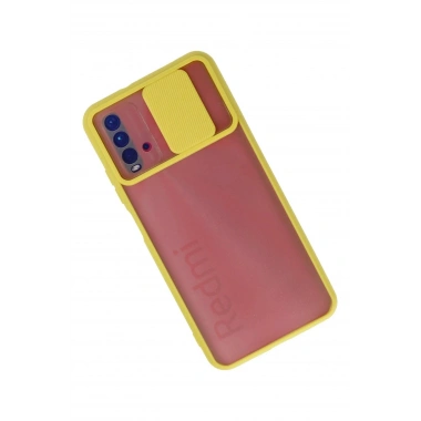 Mey İthalat® Redmi 9T Kılıf Palm Buzlu Kamera Sürgülü Silikon - Sarı