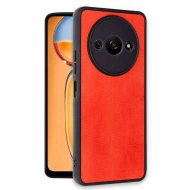Mey İthalat®   Redmi A3 4G Kılıf Aras Deri Kapak - Kırmızı
