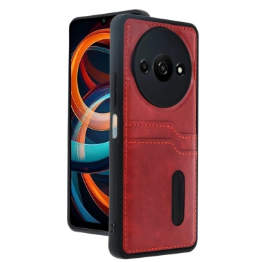 Mey İthalat® Redmi A3 4G Kılıf Sara Kartvizitli Deri Kılıf - Kırmızı