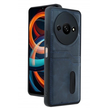 Mey İthalat® Redmi A3 4G Kılıf Sara Kartvizitli Deri Kılıf - Lacivert