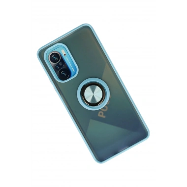 Mey İthalat®   Redmi K40 Kılıf Montreal Yüzüklü Silikon Kapak - Buz Mavi