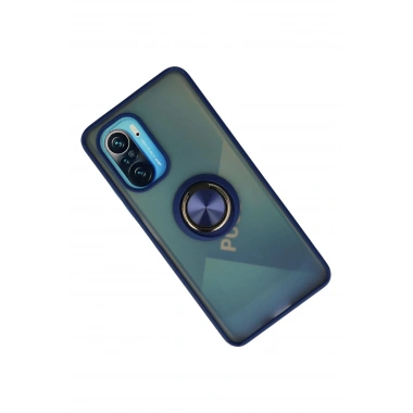 Mey İthalat®   Redmi K40 Kılıf Montreal Yüzüklü Silikon Kapak - Lacivert