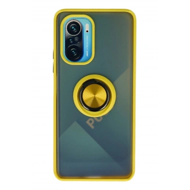 Mey İthalat®   Redmi K40 Kılıf Montreal Yüzüklü Silikon Kapak - Sarı