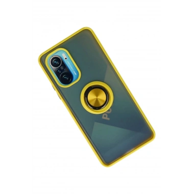 Mey İthalat®   Redmi K40 Kılıf Montreal Yüzüklü Silikon Kapak - Sarı