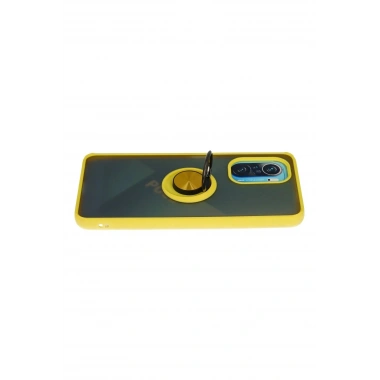 Mey İthalat®   Redmi K40 Kılıf Montreal Yüzüklü Silikon Kapak - Sarı