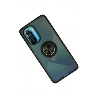 Mey İthalat®   Redmi K40 Kılıf Montreal Yüzüklü Silikon Kapak - Siyah