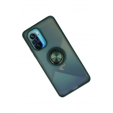 Mey İthalat®   Redmi K40 Kılıf Montreal Yüzüklü Silikon Kapak - Yeşil