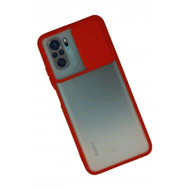 Mey İthalat® Redmi Note 10 Kılıf Palm Buzlu Kamera Sürgülü Silikon - Kırmızı