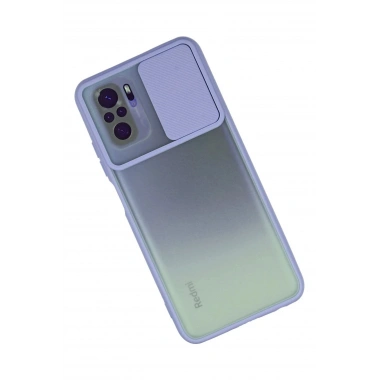 Mey İthalat®   Redmi Note 10 Kılıf Palm Buzlu Kamera Sürgülü Silikon - Lila
