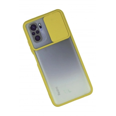 Mey İthalat® Redmi Note 10 Kılıf Palm Buzlu Kamera Sürgülü Silikon - Sarı