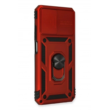 Mey İthalat®   Redmi Note 10 Kılıf Pars Lens Yüzüklü Silikon - Kırmızı