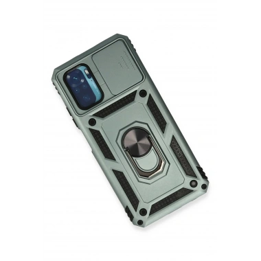 Mey İthalat®   Redmi Note 10 Kılıf Pars Lens Yüzüklü Silikon - Yeşil