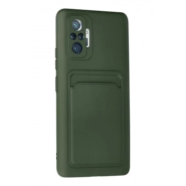 Mey İthalat®   Redmi Note 10 Pro Kılıf Kelvin Kartvizitli Silikon - Koyu Yeşil