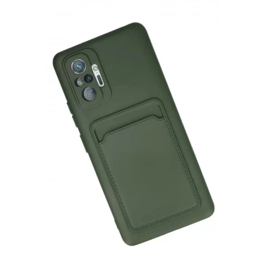 Mey İthalat®   Redmi Note 10 Pro Kılıf Kelvin Kartvizitli Silikon - Koyu Yeşil