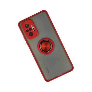 Mey İthalat®   Redmi Note 10 Pro Kılıf Montreal Yüzüklü Silikon Kapak - Kırmızı