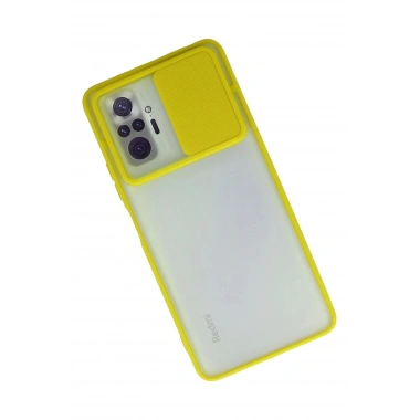 Mey İthalat® Redmi Note 10 Pro Kılıf Palm Buzlu Kamera Sürgülü Silikon - Sarı