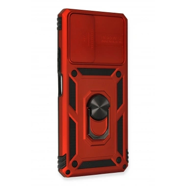 Mey İthalat®   Redmi Note 10 Pro Kılıf Pars Lens Yüzüklü Silikon - Kırmızı