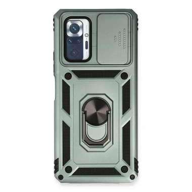 Mey İthalat®   Redmi Note 10 Pro Kılıf Pars Lens Yüzüklü Silikon - Yeşil