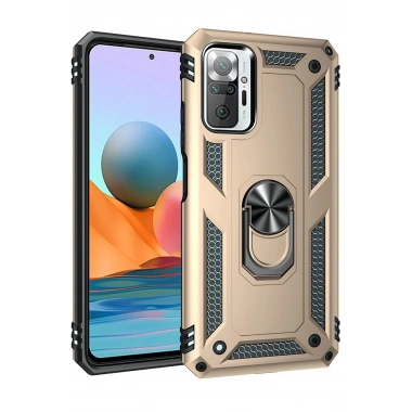 Mey İthalat®   Redmi Note 10 Pro Kılıf Sofya Yüzüklü Silikon Kapak - Gold