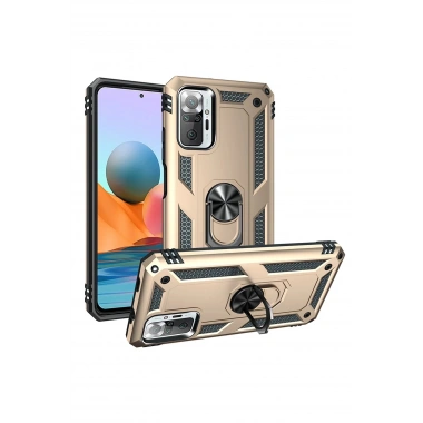 Mey İthalat®   Redmi Note 10 Pro Kılıf Sofya Yüzüklü Silikon Kapak - Gold
