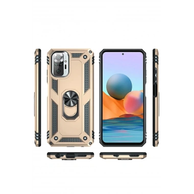 Mey İthalat®   Redmi Note 10 Pro Kılıf Sofya Yüzüklü Silikon Kapak - Gold