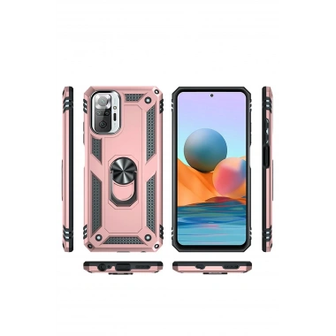 Mey İthalat® Redmi Note 10 Pro Kılıf Sofya Yüzüklü Silikon Kapak - Rose