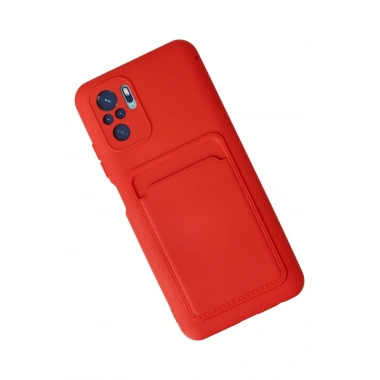 Mey İthalat®   Redmi Note 10S Kılıf Kelvin Kartvizitli Silikon - Kırmızı