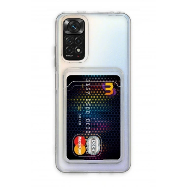 Mey İthalat®   Redmi Note 11 Kılıf Kart Şeffaf Silikon - Şeffaf