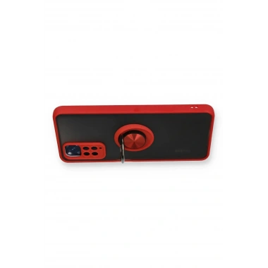 Mey İthalat®   Redmi Note 11 Kılıf Montreal Yüzüklü Silikon Kapak - Kırmızı