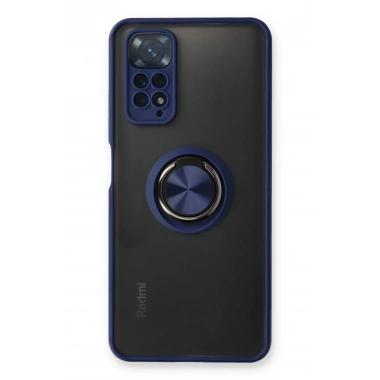 Mey İthalat®   Redmi Note 11 Kılıf Montreal Yüzüklü Silikon Kapak - Lacivert