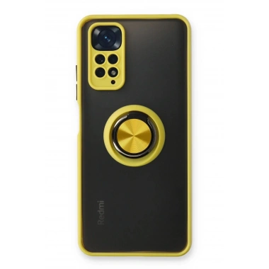 Mey İthalat®   Redmi Note 11 Kılıf Montreal Yüzüklü Silikon Kapak - Sarı