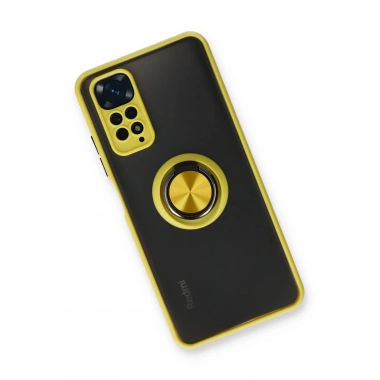 Mey İthalat®   Redmi Note 11 Kılıf Montreal Yüzüklü Silikon Kapak - Sarı